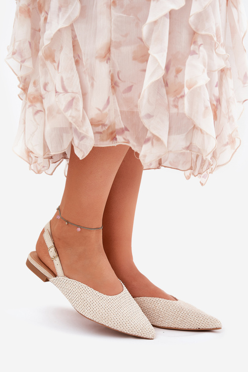 Baleríny S Pletením A Špičatými Špičkami Béžové Hefion