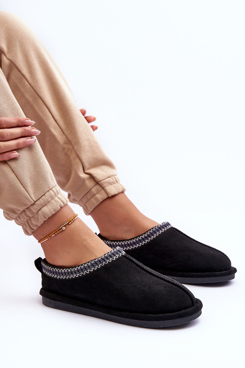 Dámské semišové Papuče s kožešinou Černá Polinna