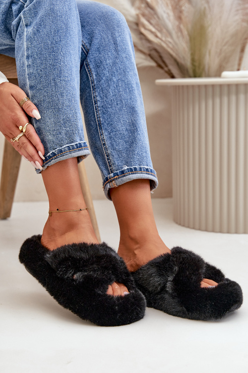 Dámské Kožené Pantofle Na Silné Podešvi Černé Lavitera