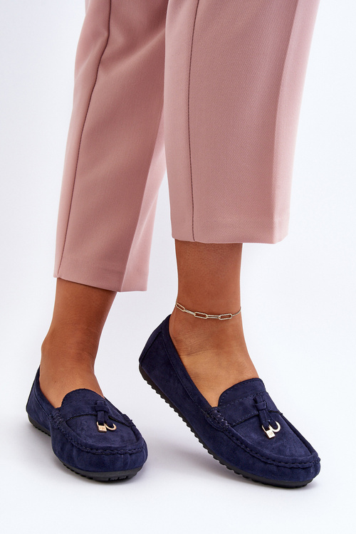 Dámské modré klasické semišové mokasíny Ontala