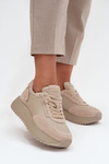 Kožené dámské tenisky na platformě Artiker 55C0021 béžové