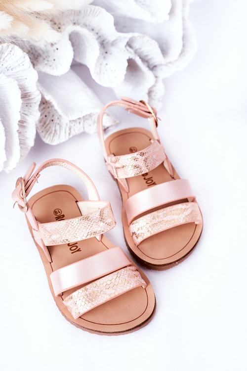 Detské lesklé hadové sandále ružové vzory Natalie
