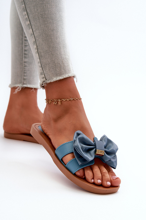 Dámské Žabky S Mašlí Modré Rivarina