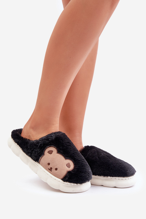 Kožušinové Papuče Ženy Medvede Čierne Firedi