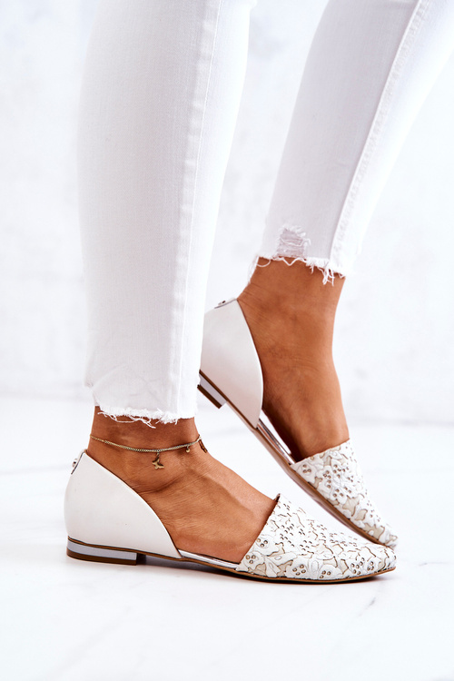 Elegantní Kožené Baleríny Laura Messi 1110 Béžové