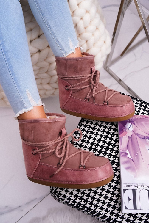 Dámské Sněhule Zateplené Kožešinou Růžové Veme