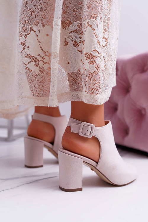 Dámské Sandály Na Podpatku Se Svrškem Peep Toe béžové Esta