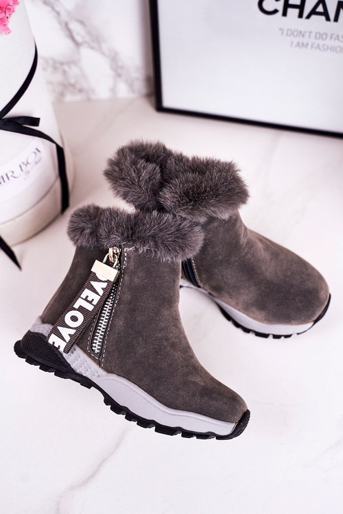 Dětské Teplé Boty Snehule S Kožešinou Šedé Love-Love