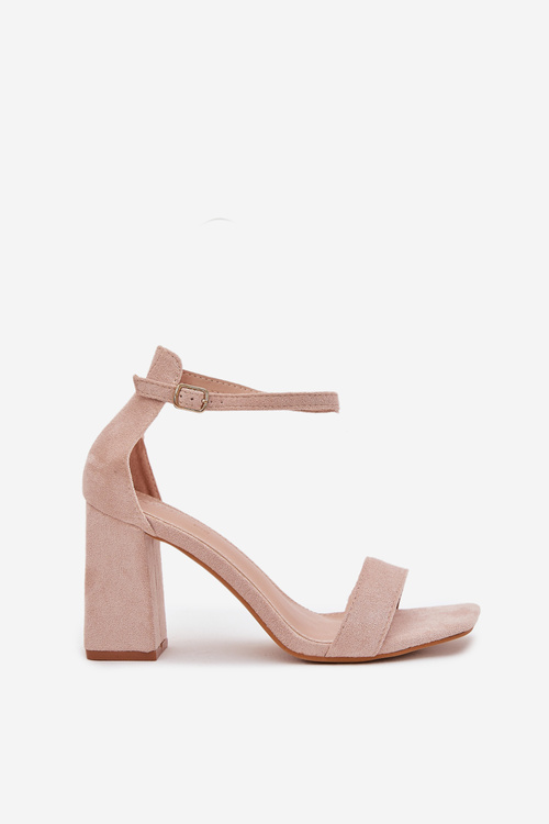 Dámske sandále na podpätku z eko semišu béžové Elirae