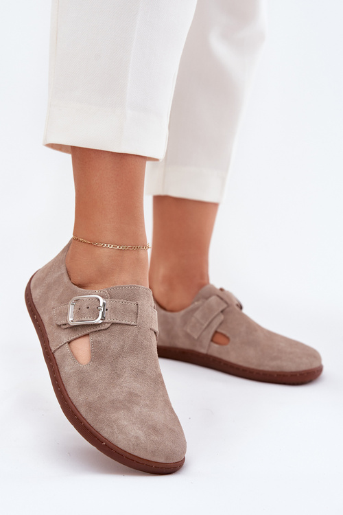 Semišové Polobotky Barefoot Dámske S Prackou Zazoo N1261 Béžové