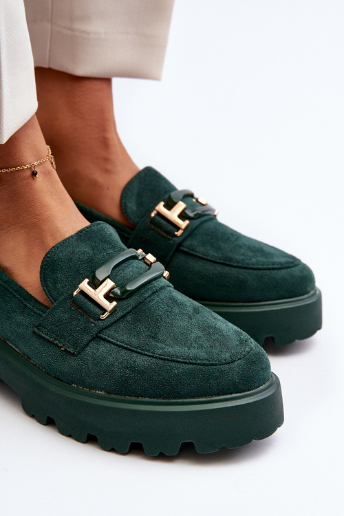 Semišové klasické mokasíny s třásněmi Zelené Averil