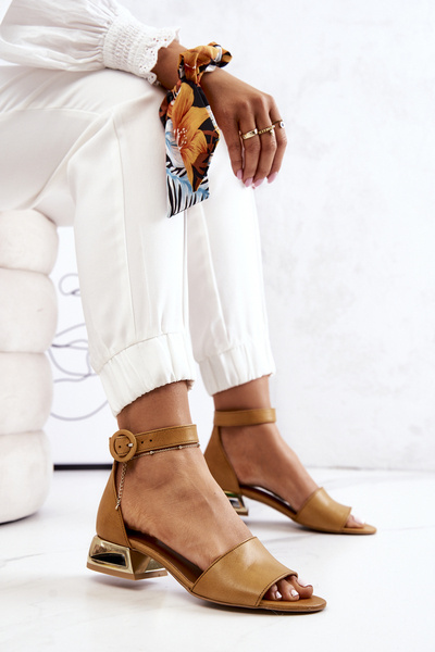 Kožené sandále na Zlatej päte Laura Messi 2143 Camel