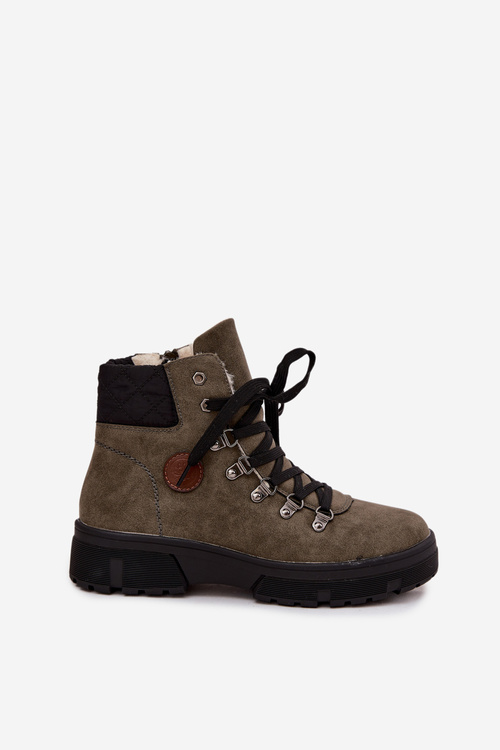 Zateplené dámske trapery na platforme tmavozelené Zaraine