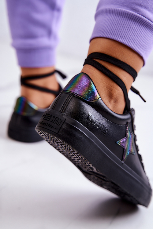 Kožené tenisky hviezdy veľká hviezda jj274243 čierna