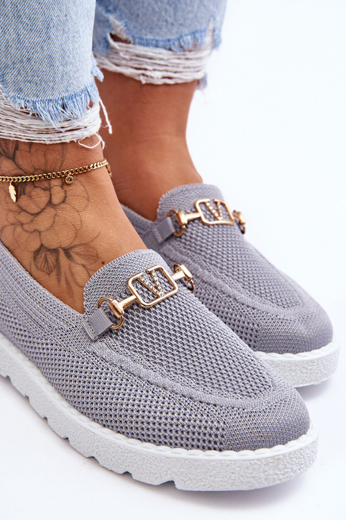 Dámské nazouvací tenisky se zdobením Šedé Alena