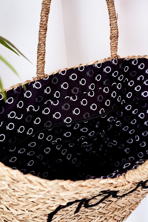 Pletena Kabelka Na Pláž NOBO XK0340 Béžová-Černá