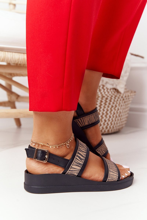 Kožené Klínové Sandály Laura Messi 2232 černé