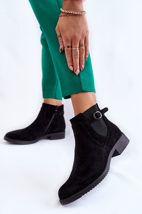 Dámské zateplené boty Semišove Jodhpur Černé Janette