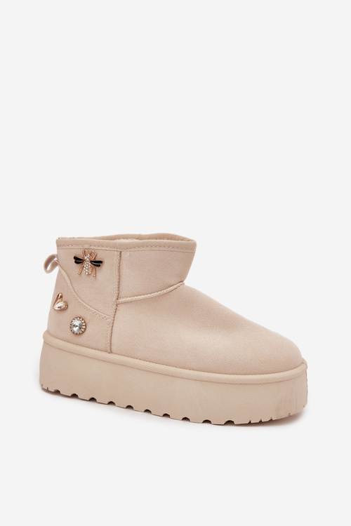 Dámské sněhule na platformě s přezkami světle béžové Maelle