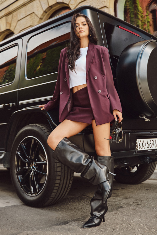 Zateplené nazúvacie dámske topánky na podpätku s riasením Čierne Angelica