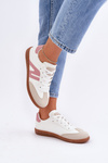 Nízké dámské sneakersy z eko kůže bílo-růžové Navidemi