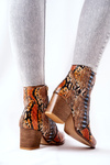 Lewski Cowboy Boots Orange-Blue Snake Pattern EV28