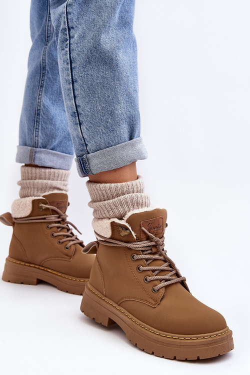 Dámske kožené topánky s hnedou ovčou kožou lynvia