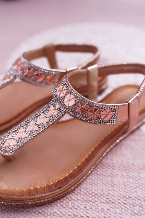 Dámské Sandály Se Zirkony Slip-on Champagne Mabellena