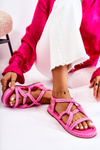 Dámske módne sandále pletené fuchsia amparo