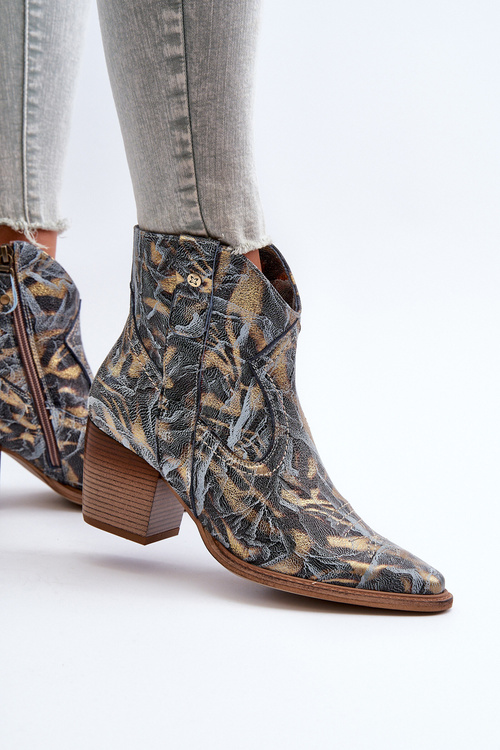 Dámské kozačky ze kůže na podpatku od Maciejka 05776-13 modré