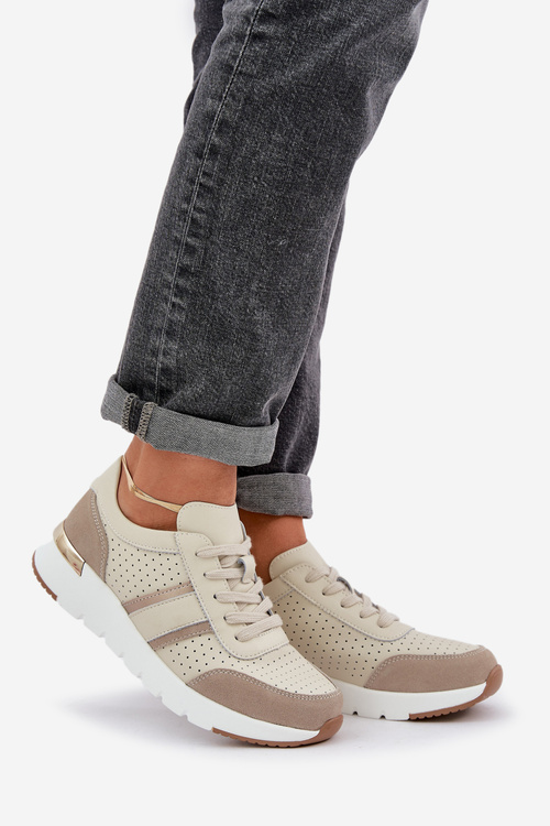 Dámské kožené tenisky na platformě béžové Gatira