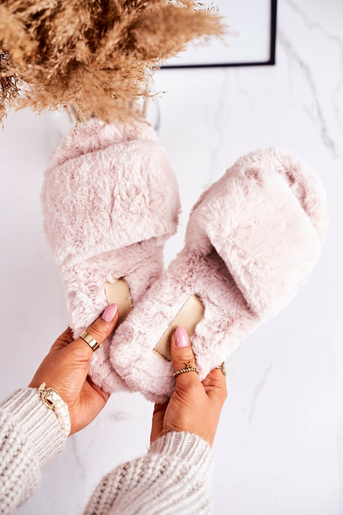 Dámské Kožešinové Béžové Papuče Cold Days