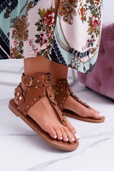 Japonské sandále s kamienkami Lu Boo Camel