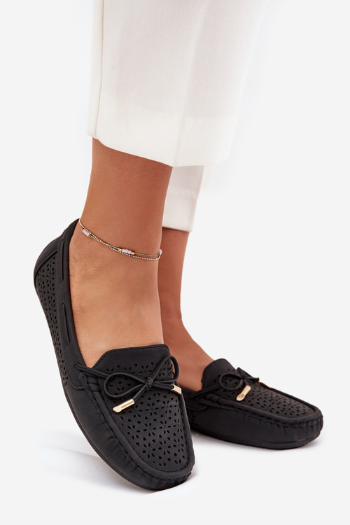 Dámske Mokasíny S Perforovaným Vzorom A Šnurovaním Čierne Mirisa