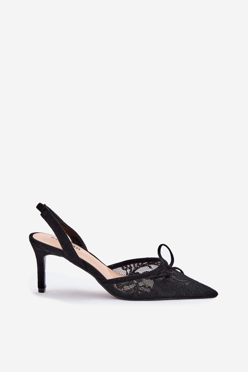 Krajkové Lodičky S Otevřenou Patou Černé Annivirae