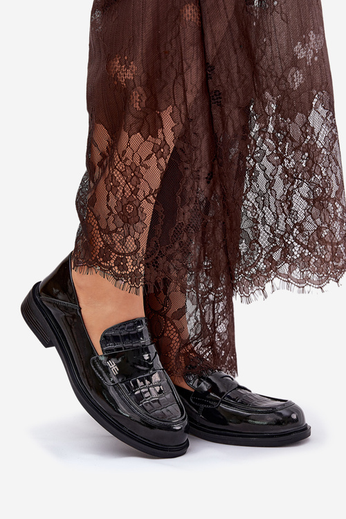 Lakované Kožené Mokasíny Dámské Vinceza 91125 Černé