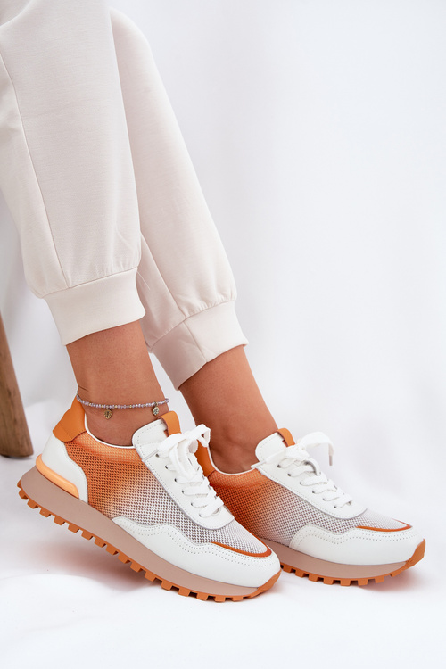 Kožené Sportovní Boty S Síťovinou Dámské Vinceza 66775 Oranžové