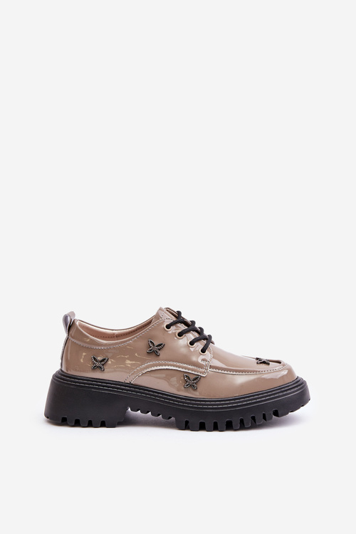 Lakované Dámské Polobotky S Ozdobami Přírodní Kůže Béžové Artiker 55C1010