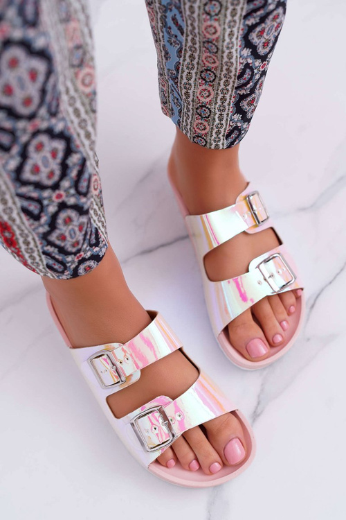 Dámské růžové profily papuče duhově Astramos