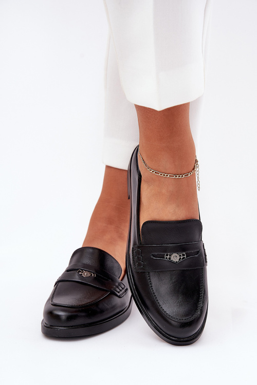 Elegantné Dámske Mokasíny Z Prírodnej Kože Čierne Vinceza 18100