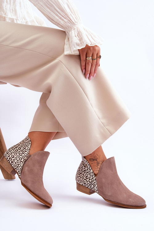 Kožené boty Maciejka s fleky 04091-55 Tmavě béžová