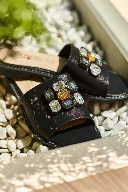 Dámské sandály s ozdobami S.Barski KV27-031 černé