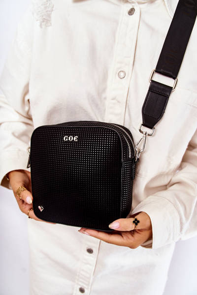 Kožená taška Messenger se srdcem GOE ZNJ015 Černá