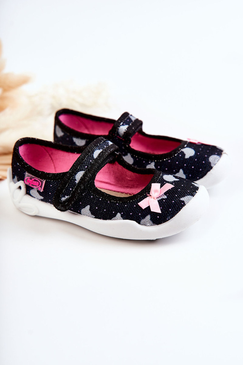 Detská balerína Papcie Befado s lukom 114x481 Navy Blue