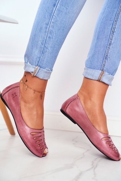 Dámska balerinas Maciejka kožená ružová 03497-15