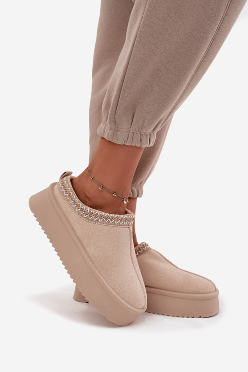 Dámske snehule s výšivkou svetlo béžové Pristina