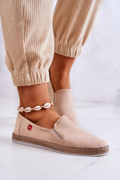 Ženské espadrilles vložil veľkú hviezdu jj276001 béžová