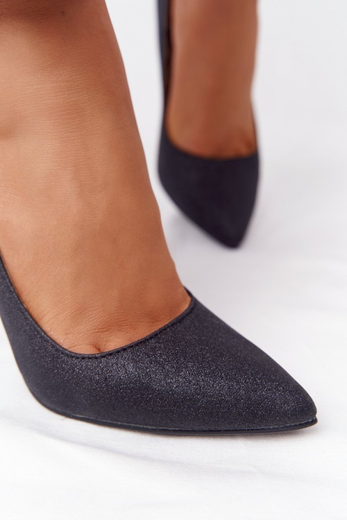 Elegantné trblietavé podpätky lu boo čierne