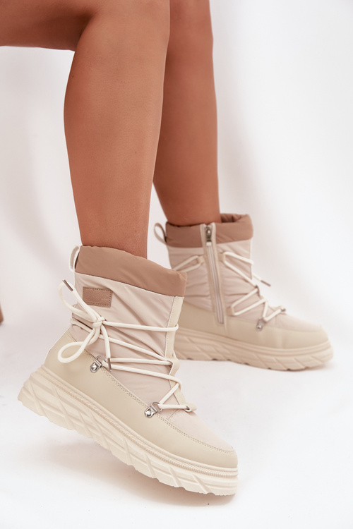 Dámské zimní boty na zip Lee Cooper LCJ 25 44 3931 béžové Dámské zimní boty