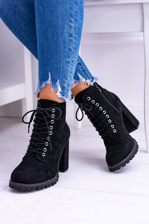 Lu Boo Black Suede topánky na stĺpe Halsey Rinestant